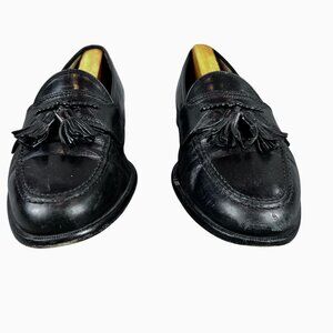 Johnston & Murphy Cellini Mens Black Leather Tassel Loafers 10M Made In Italy